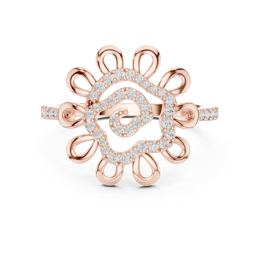 Solaris Bloom Statement Ring Rose Gold