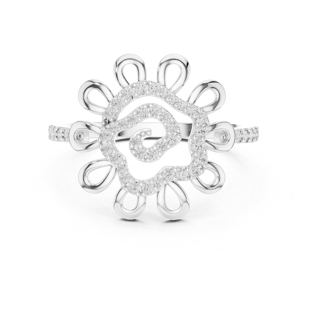 Solaris Bloom Statement Ring White Gold