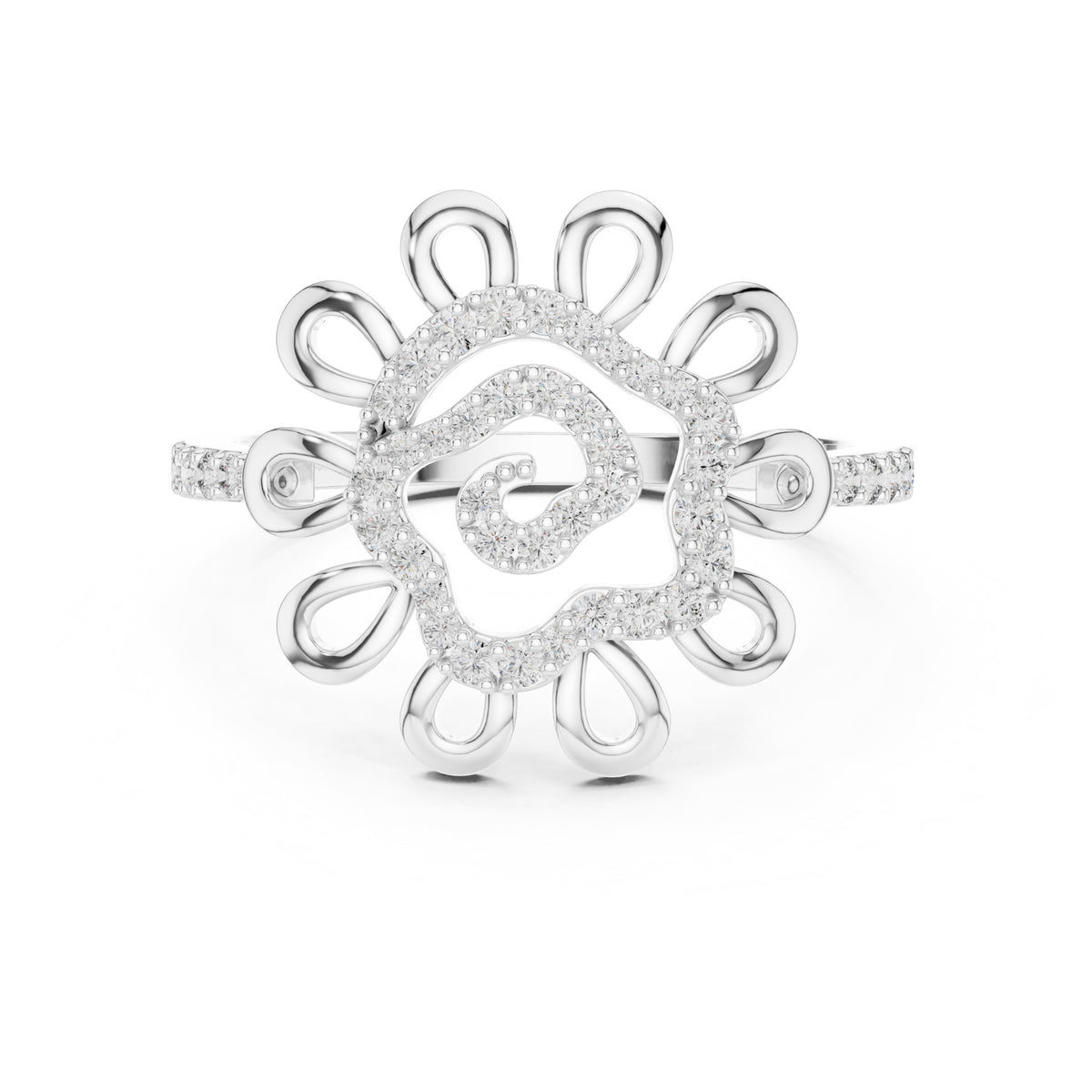 Solaris Bloom Statement Ring White Gold