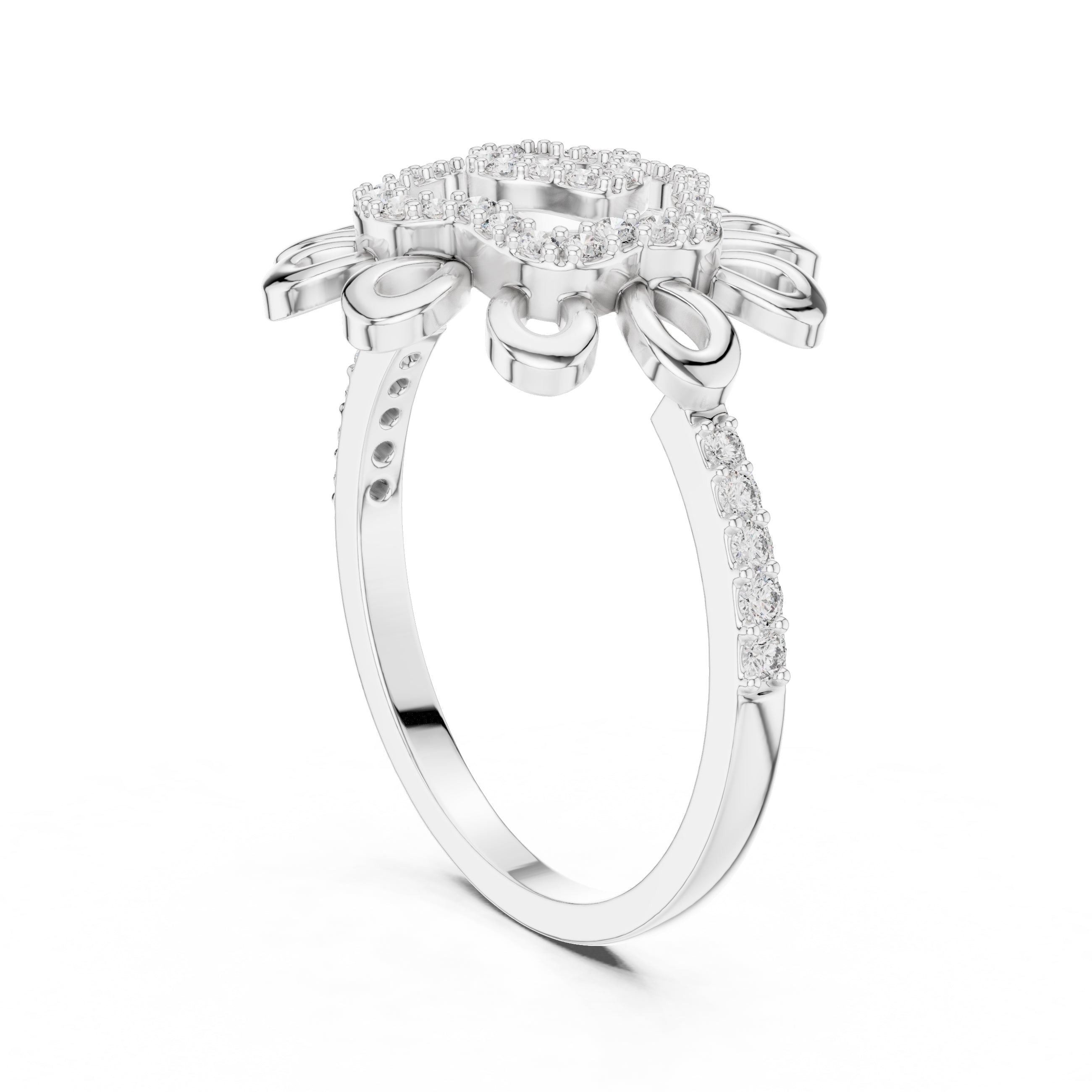 Solaris Bloom Statement Ring White Gold