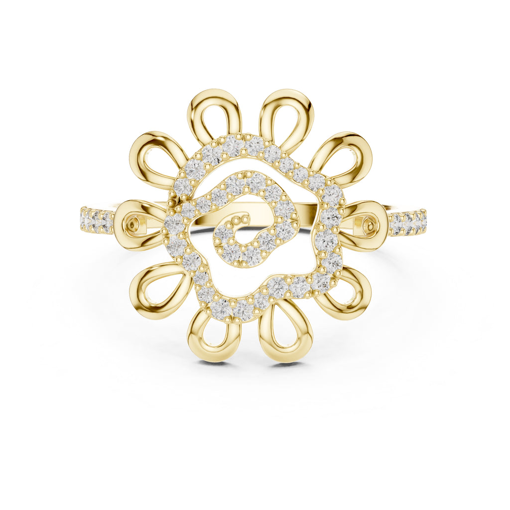 Solaris Bloom Statement Ring Yellow Gold