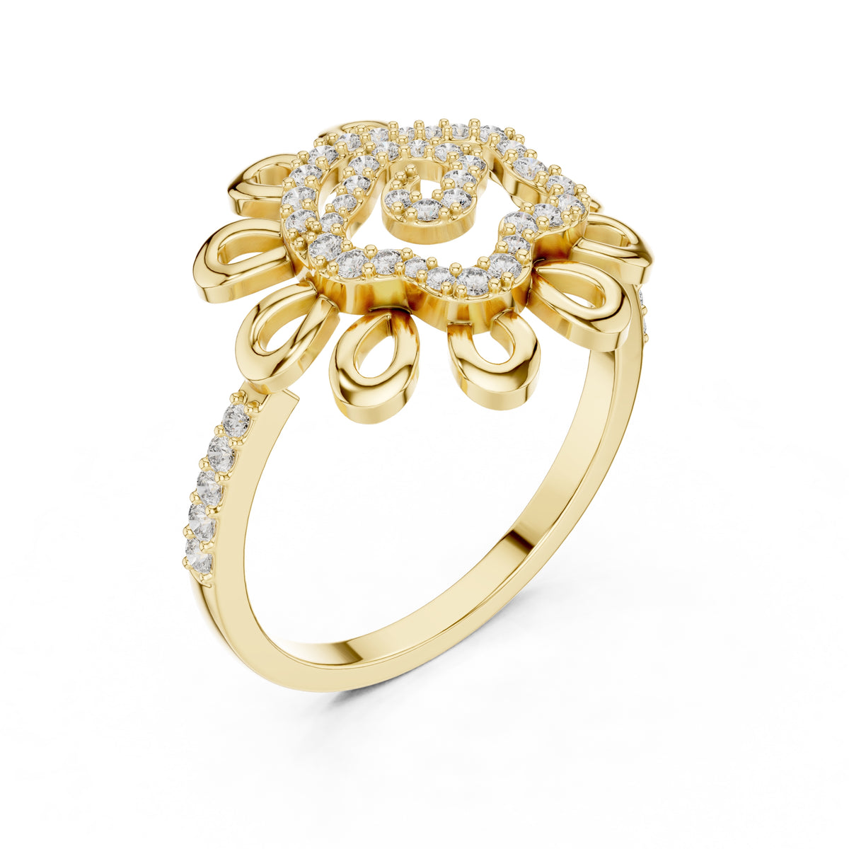 Solaris Bloom Statement Ring Yellow Gold