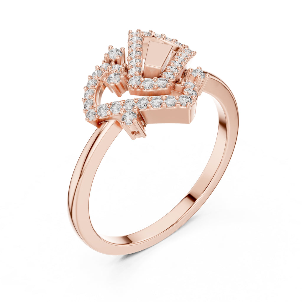 Aethel Geometric Statement Ring Rose Gold