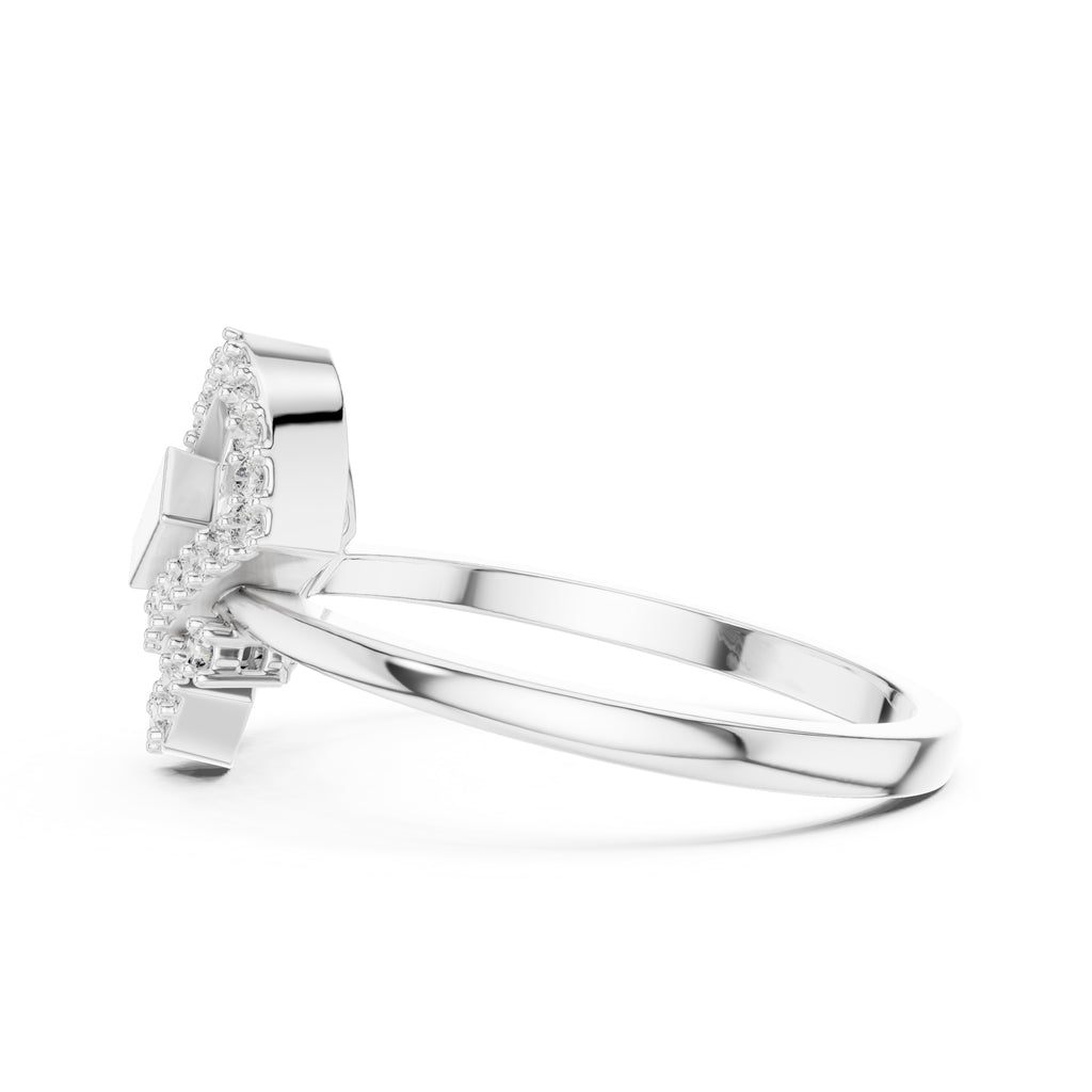 Aethel Geometric Statement Ring White Gold
