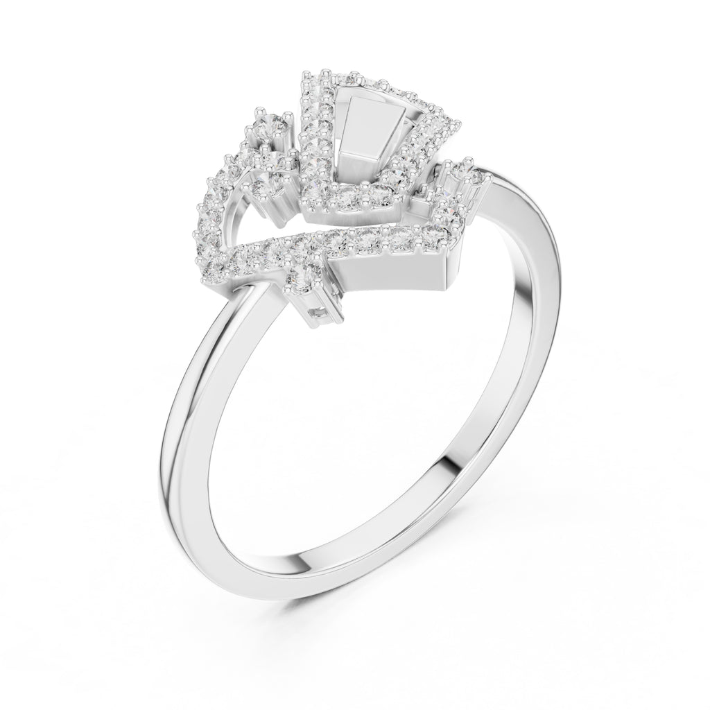 Aethel Geometric Statement Ring White Gold