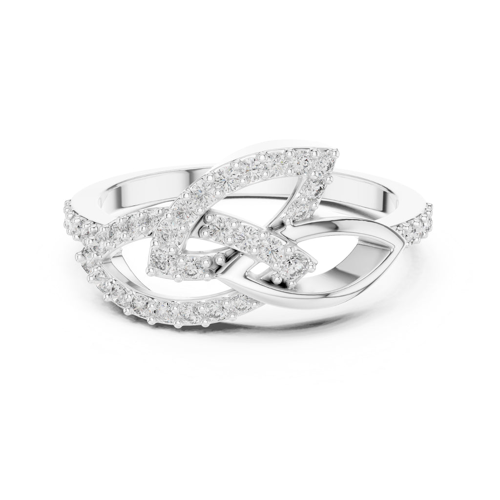 Interlocking Petal Statement Ring White Gold