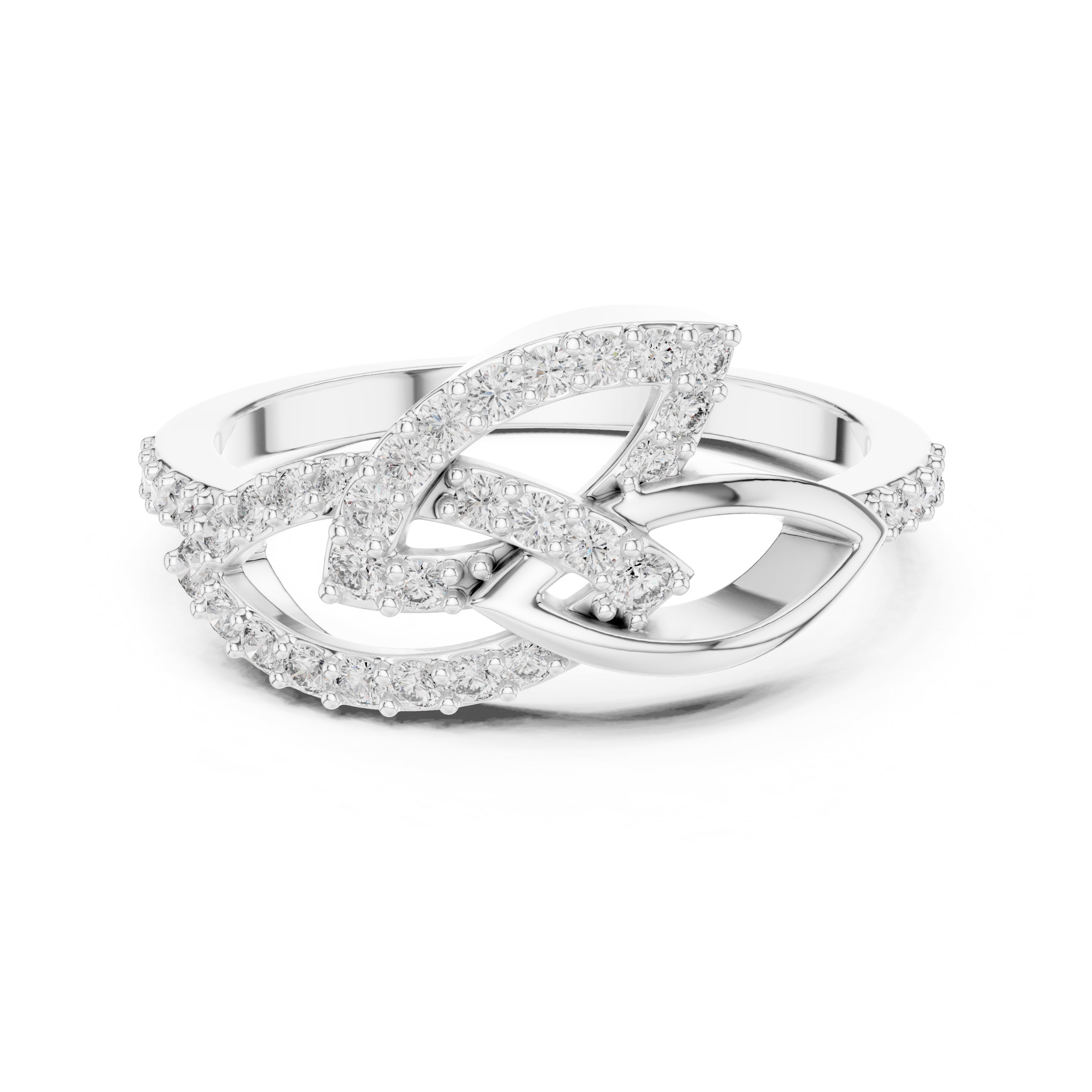 Interlocking Petal Statement Ring White Gold