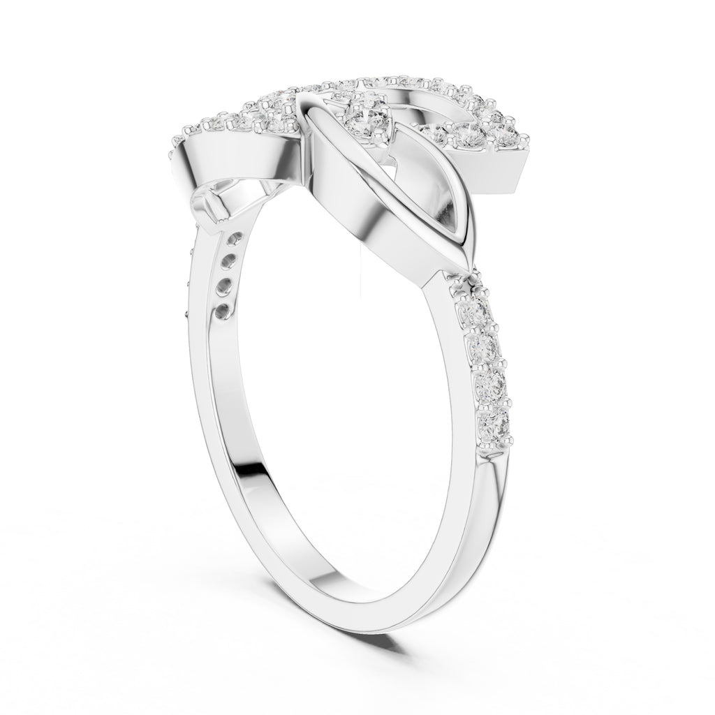 Interlocking Petal Statement Ring White Gold