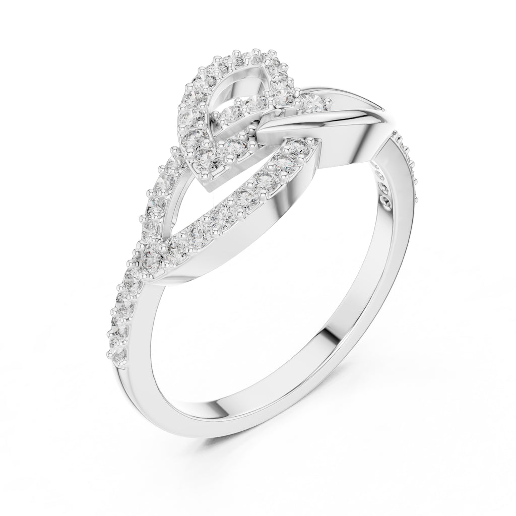 Interlocking Petal Statement Ring White Gold