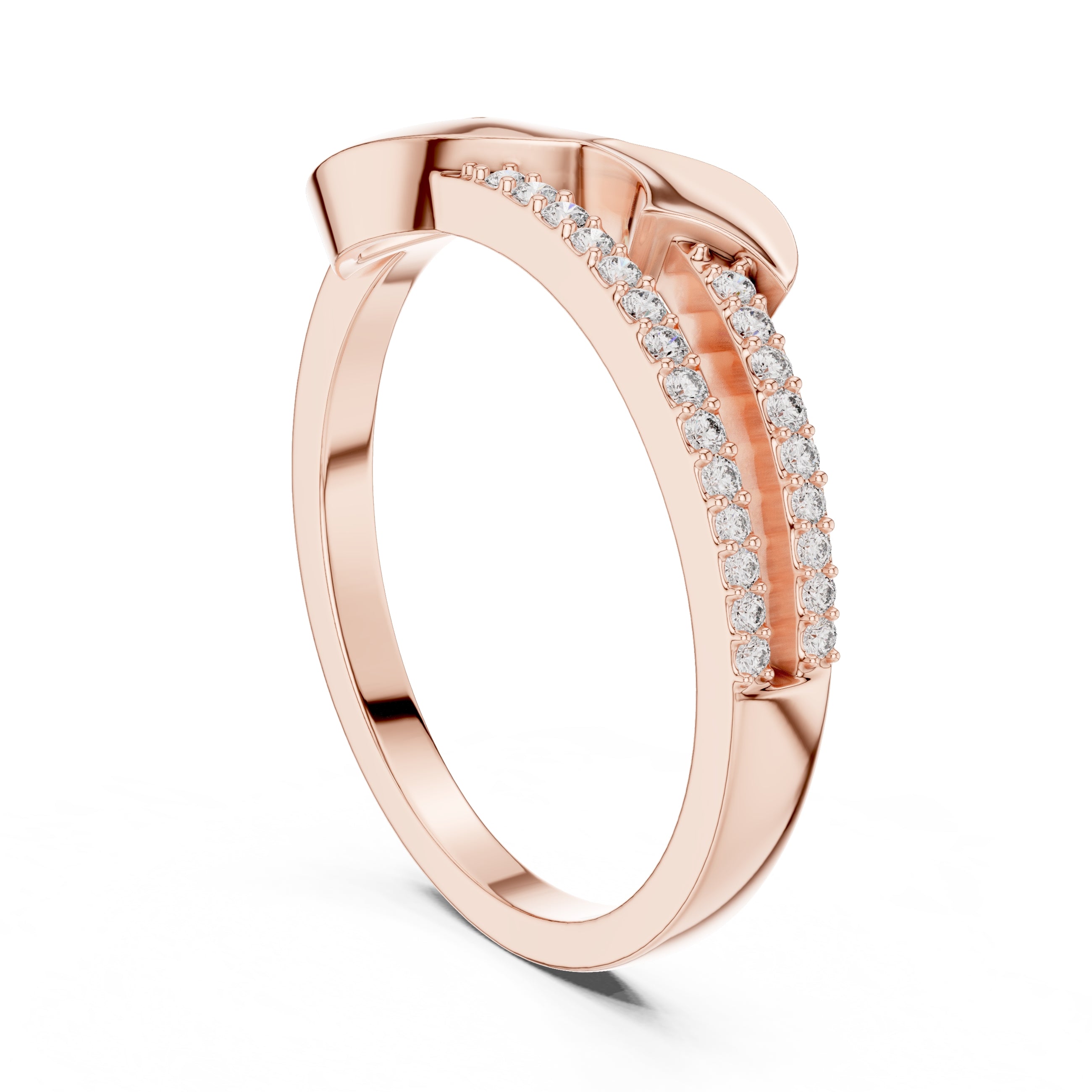 Dual-Track Pavé Band Rose Gold