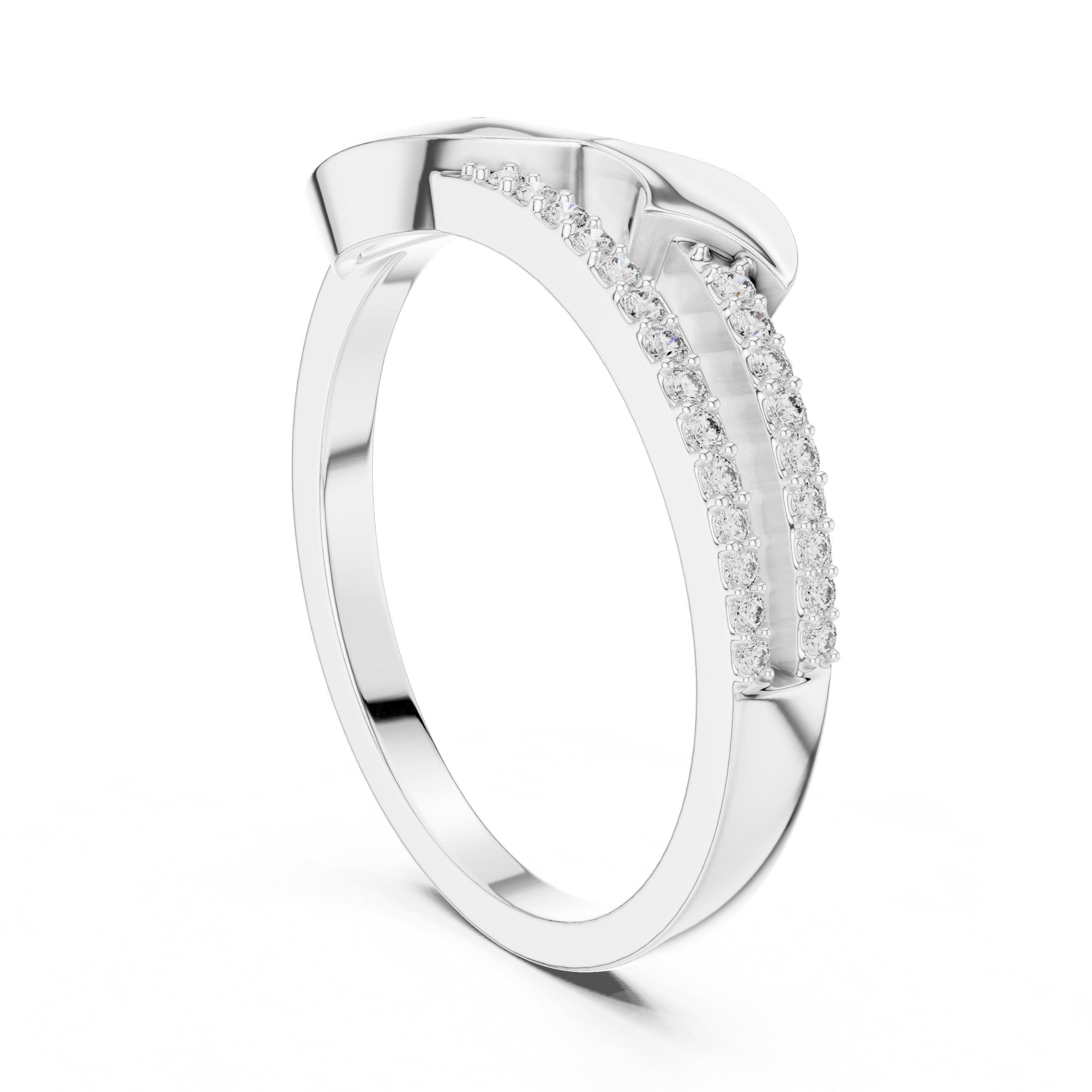 Dual-Track Pavé Band White Gold