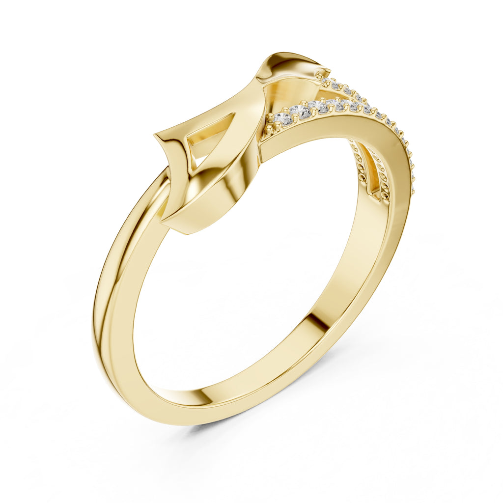 Dual-Track Pavé Band Yellow Gold