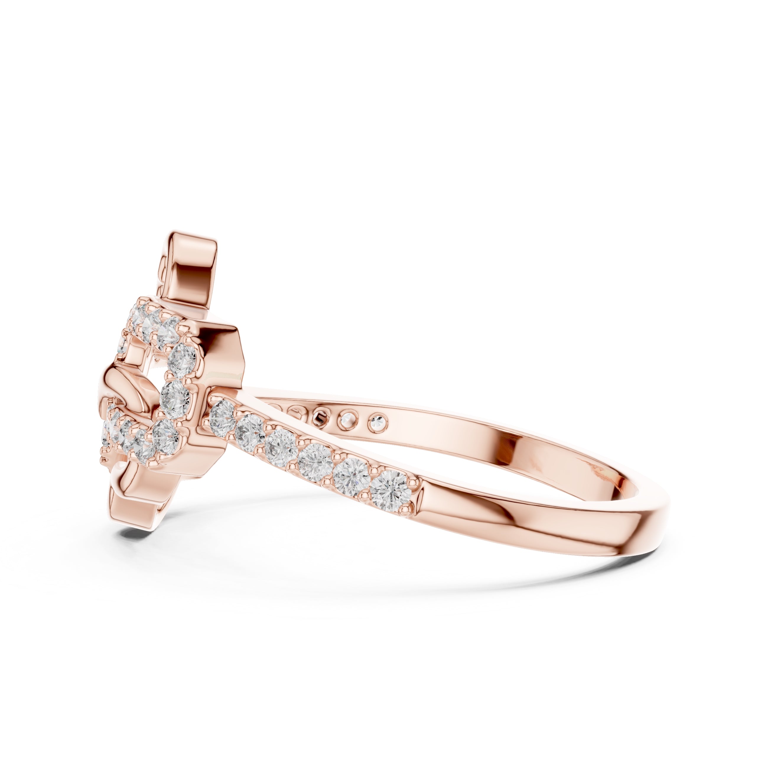 Intertwined Heart Statement Ring Rose Gold