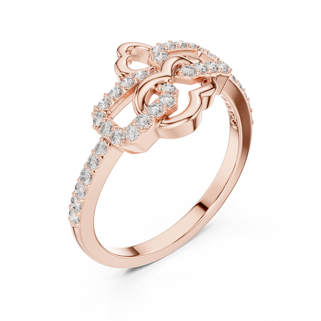Intertwined Heart Statement Ring Rose Gold