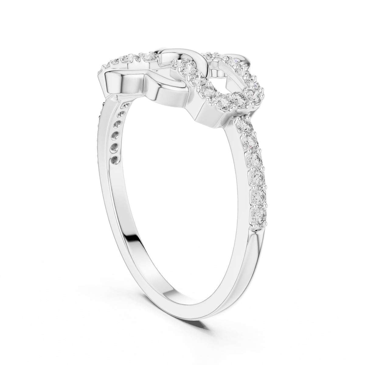 Intertwined Heart Statement Ring White Gold