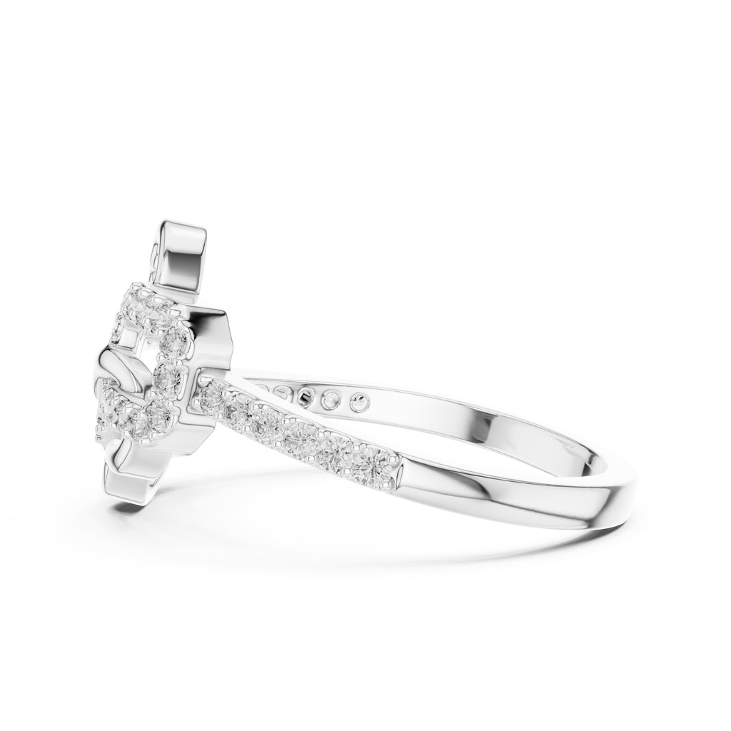 Intertwined Heart Statement Ring White Gold