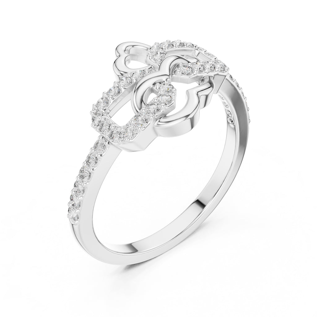 Intertwined Heart Statement Ring White Gold