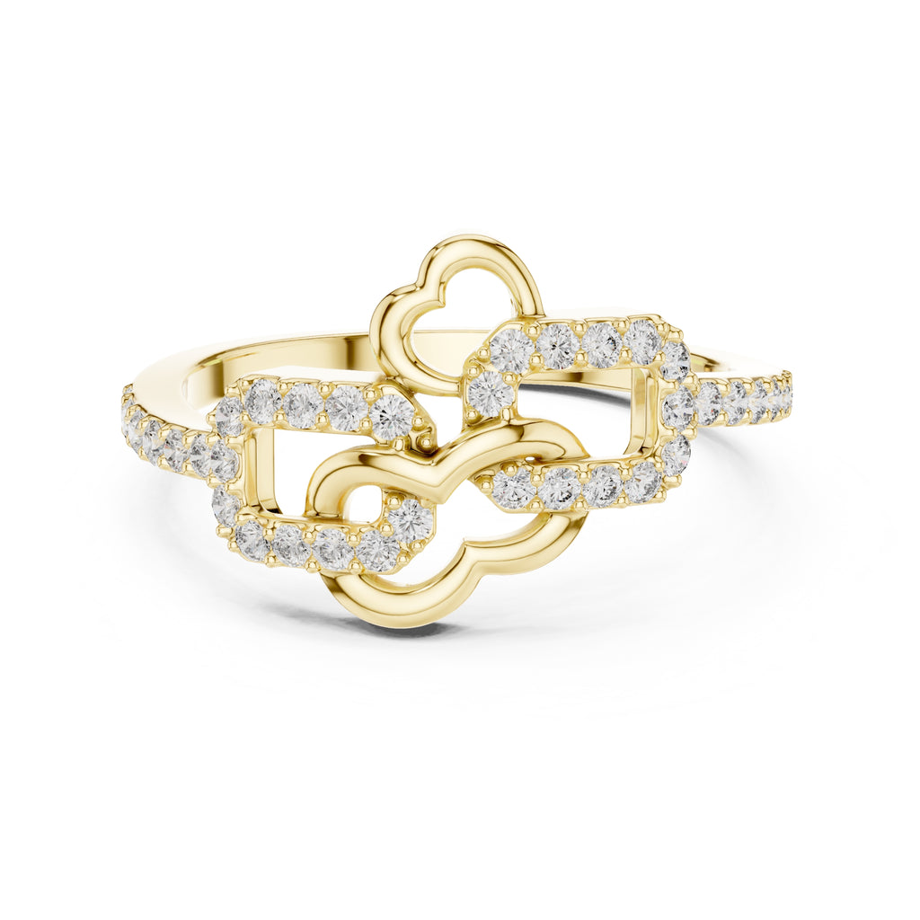 Intertwined Heart Statement Ring Yellow Gold