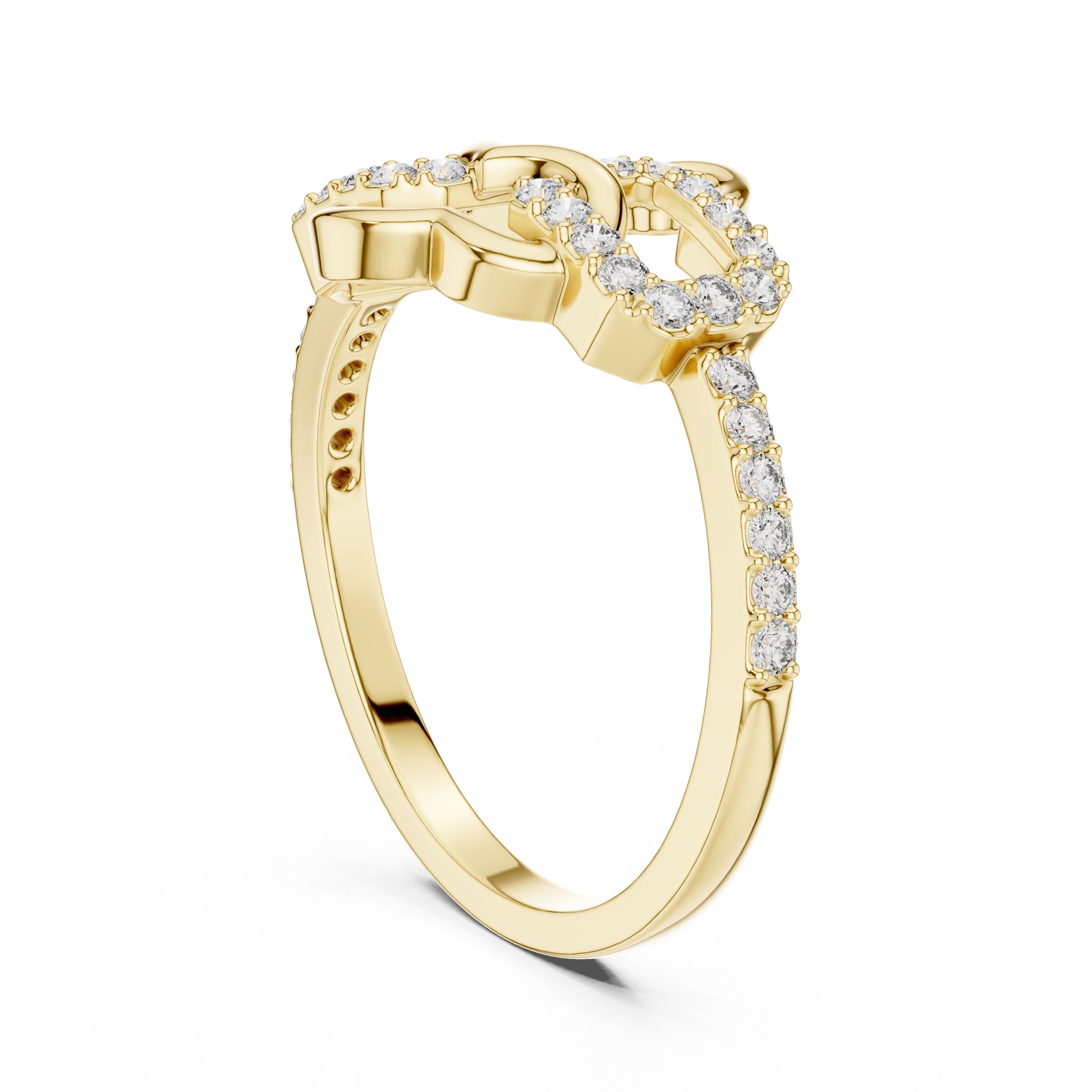Intertwined Heart Statement Ring Yellow Gold