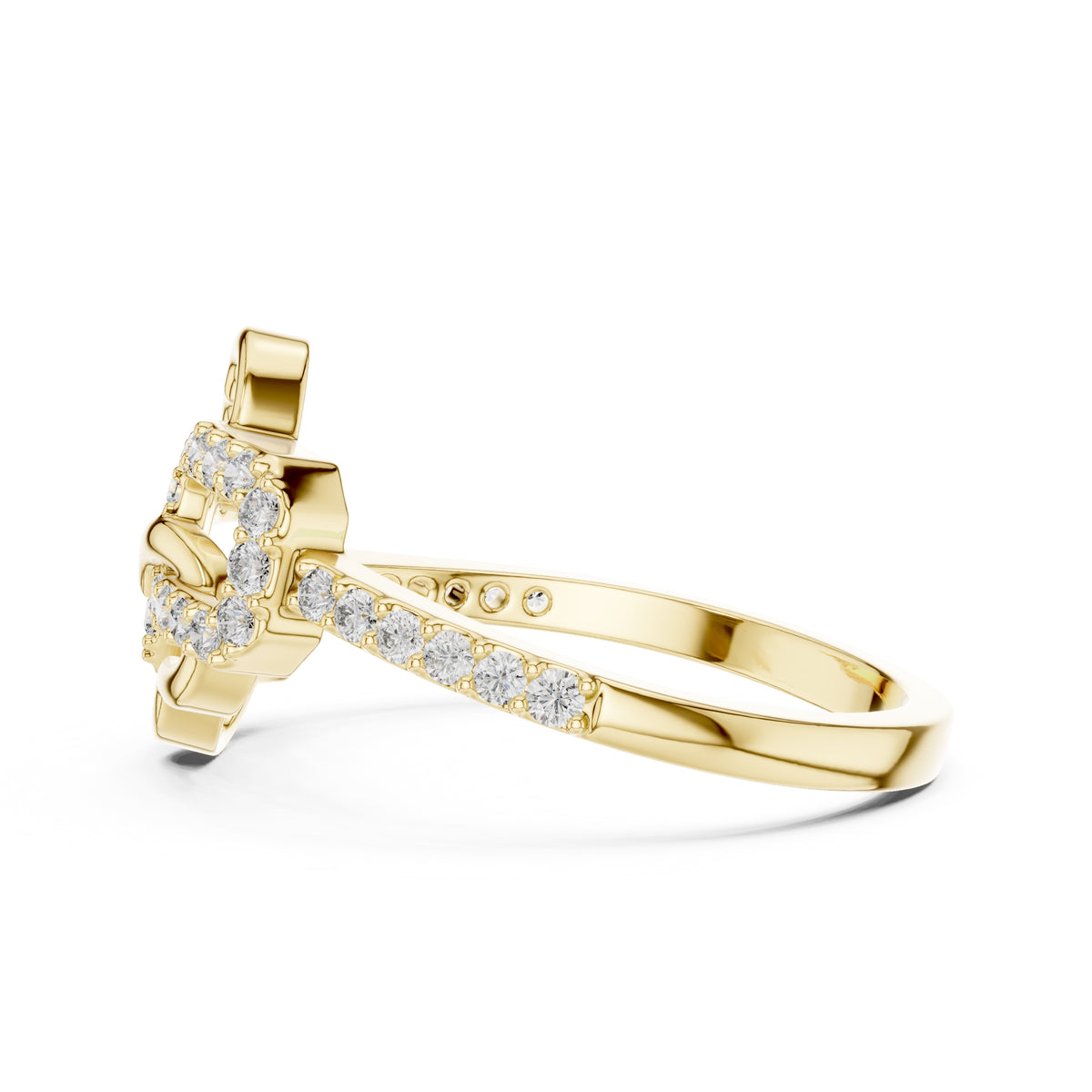 Intertwined Heart Statement Ring Yellow Gold