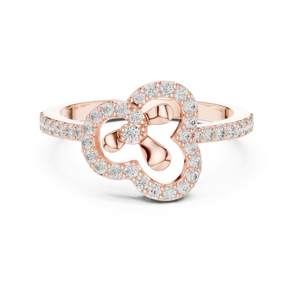 Trifoil Petal Statement Ring Rose Gold