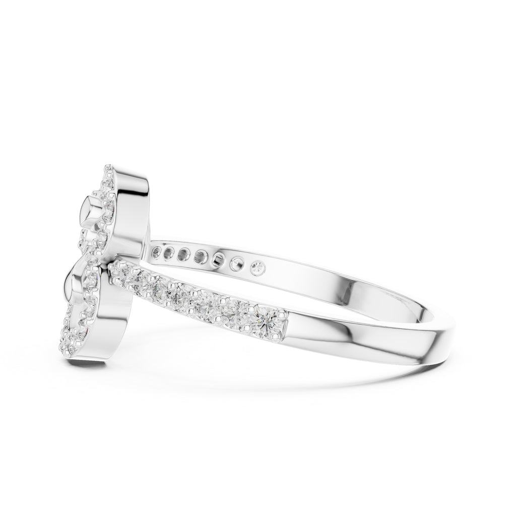 Trifoil Petal Statement Ring White Gold