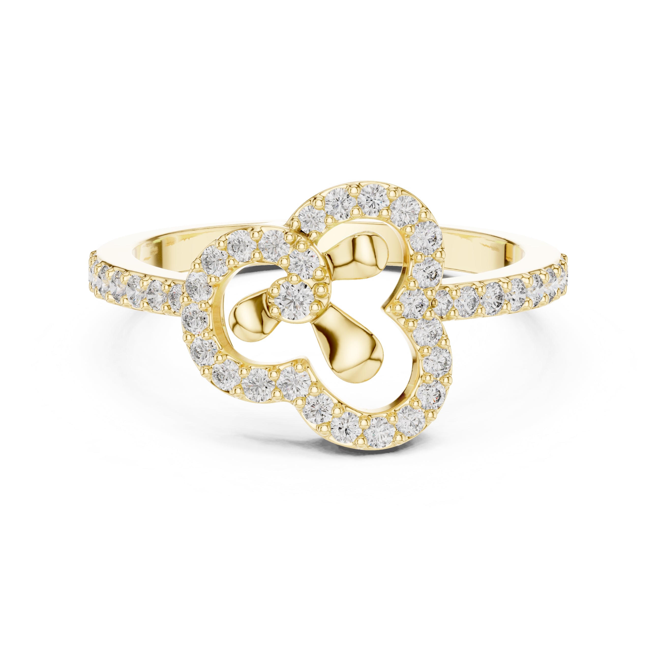 Trifoil Petal Statement Ring Yellow Gold