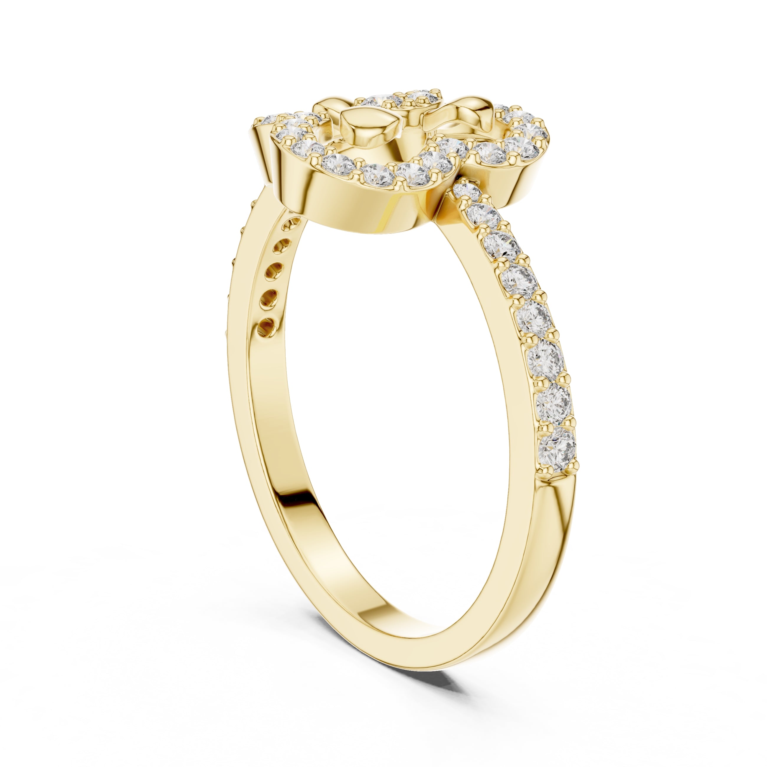 Trifoil Petal Statement Ring Yellow Gold