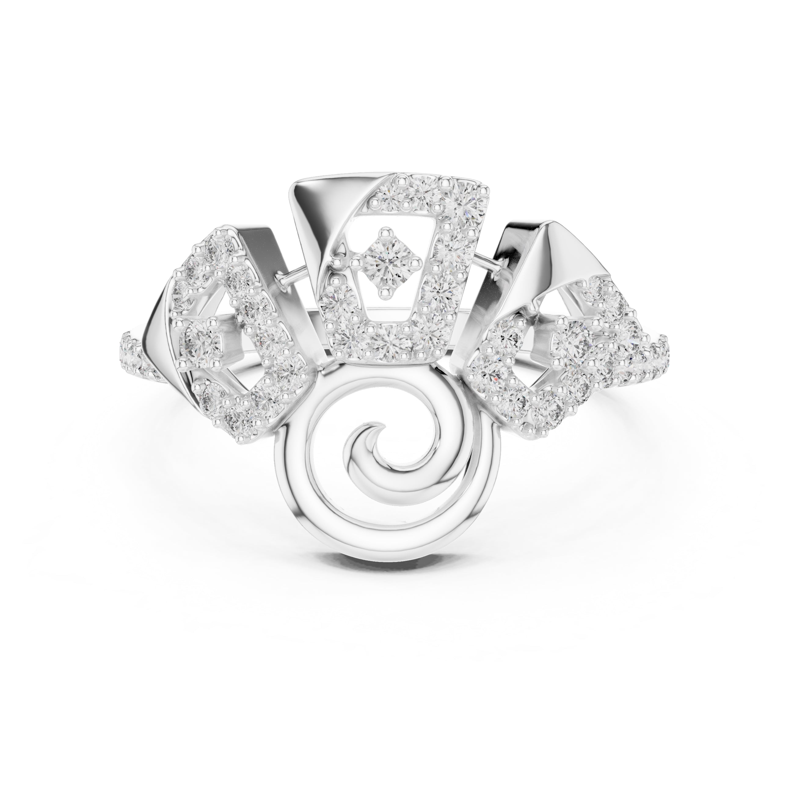 Vortex Fanfare Statement Ring White Gold