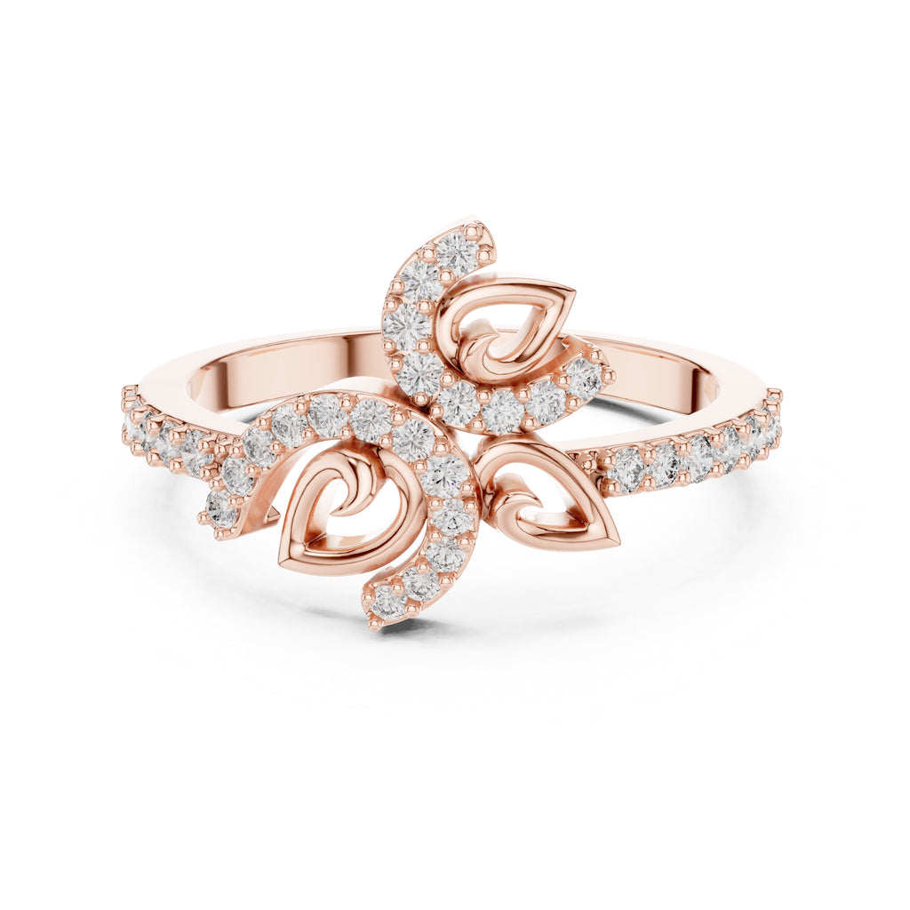 Fluttering Leaf Statement Ring Rose Gold