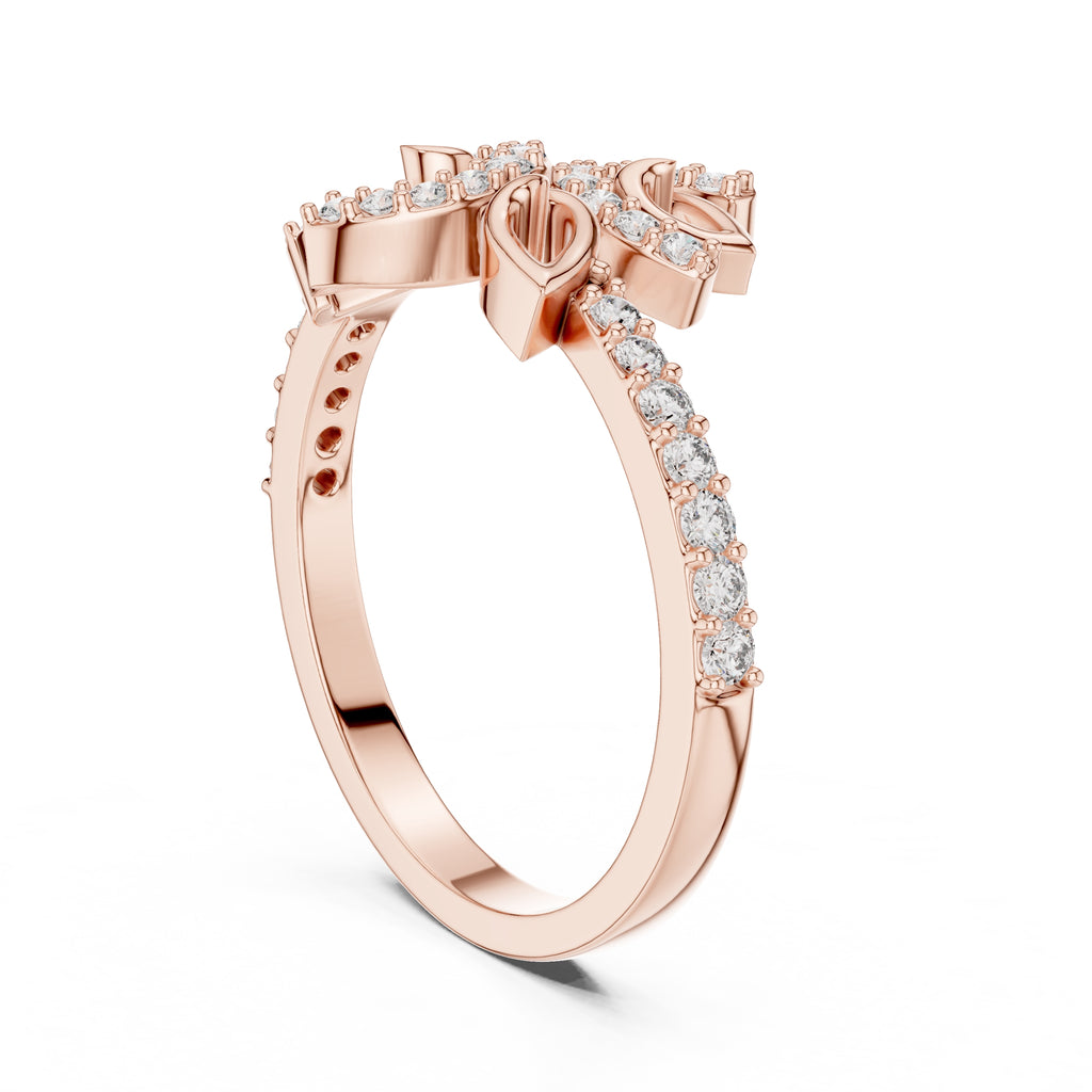Fluttering Leaf Statement Ring Rose Gold