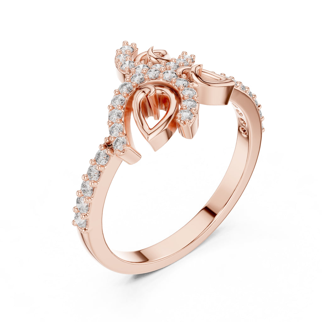 Fluttering Leaf Statement Ring Rose Gold