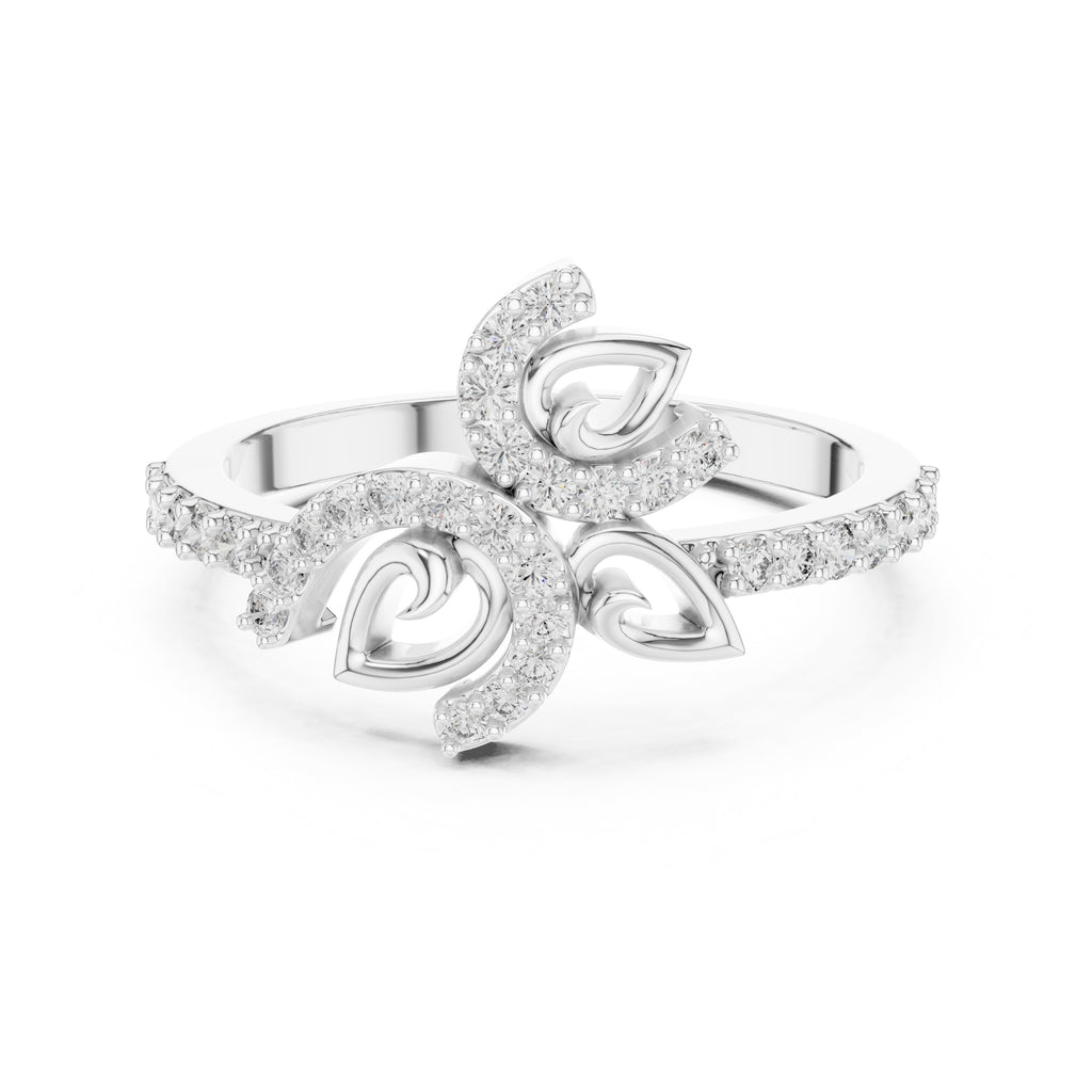 Fluttering Leaf Statement Ring White Gold