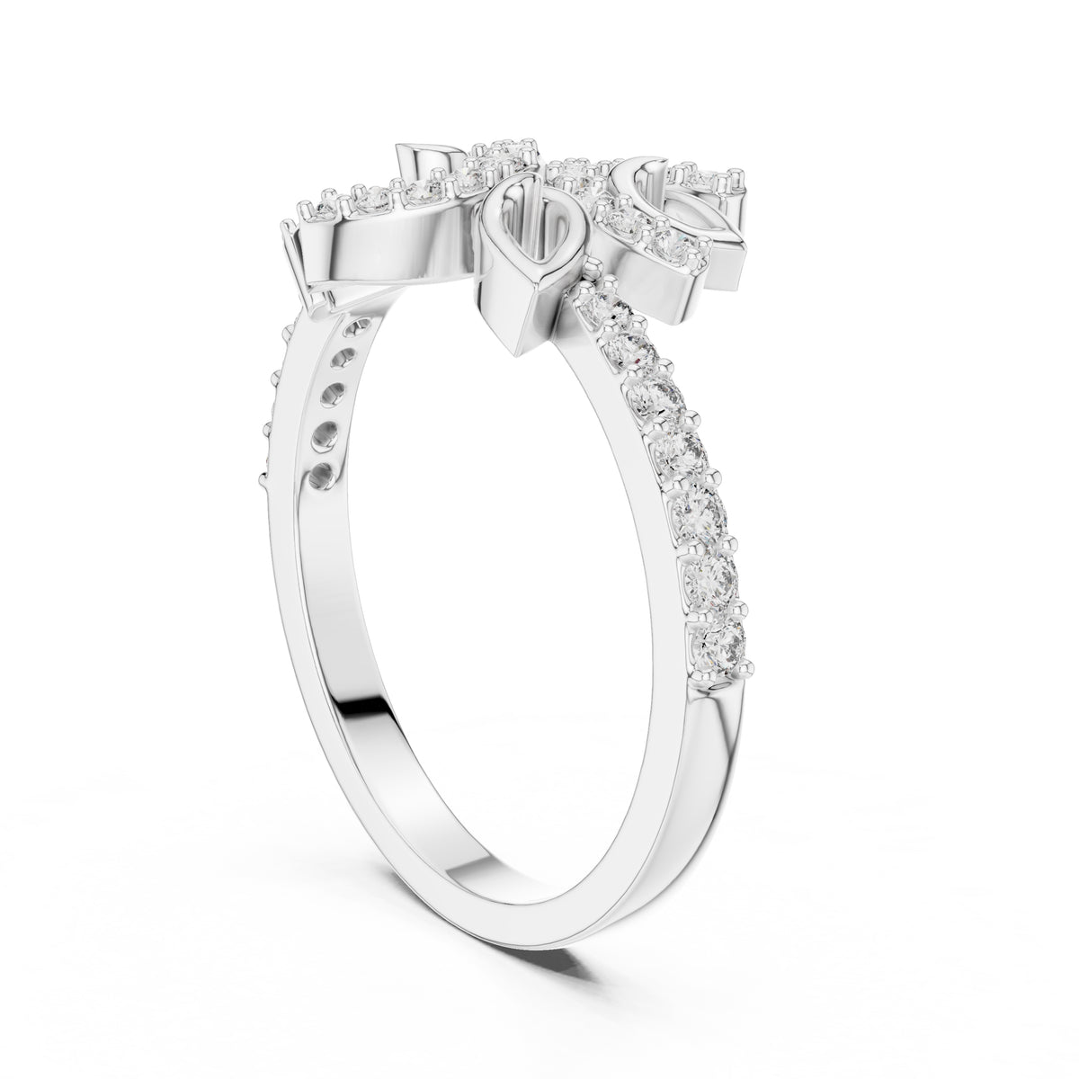 Fluttering Leaf Statement Ring White Gold