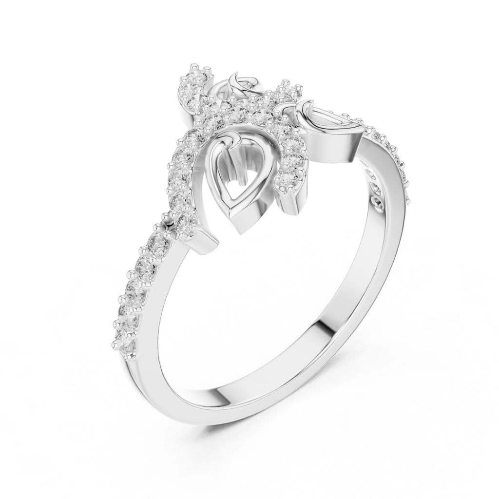 Fluttering Leaf Statement Ring White Gold