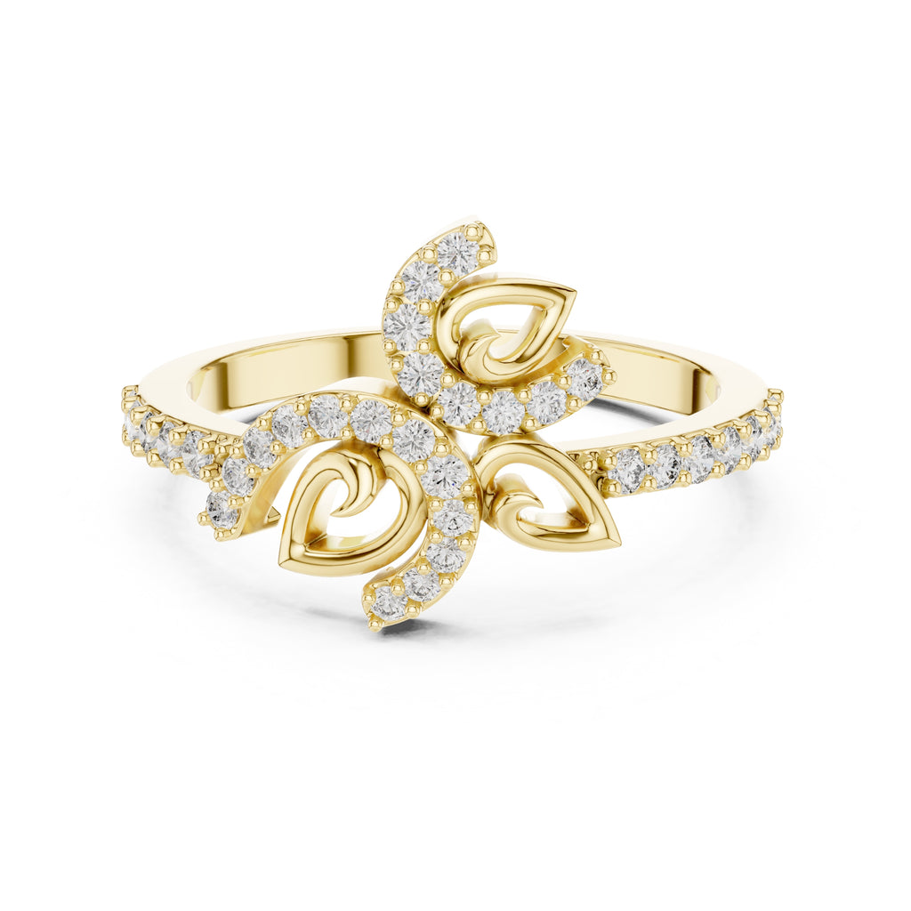 Fluttering Leaf Statement Ring Yellow Gold