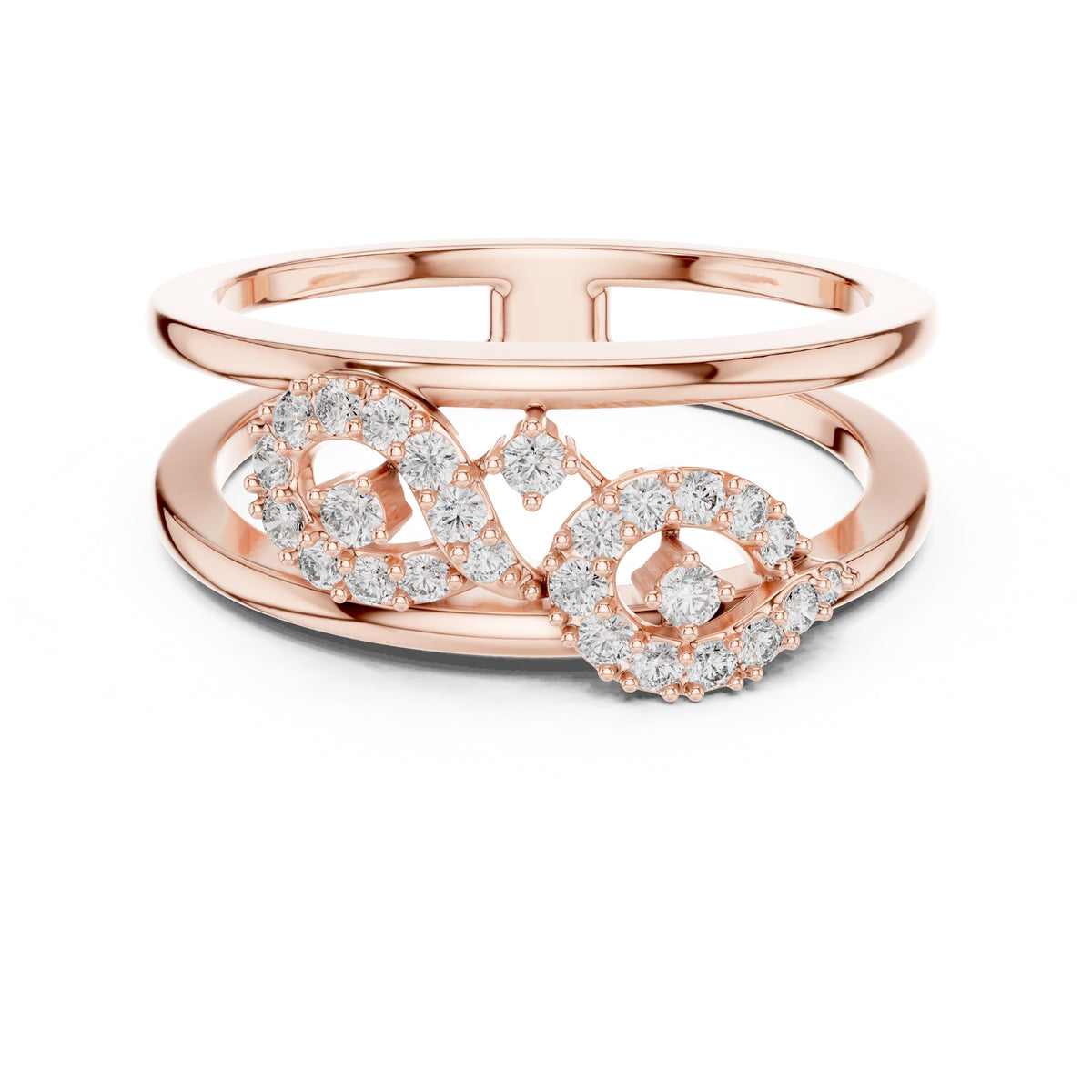 Double-Rail Infinity Statement Ring Rose Gold