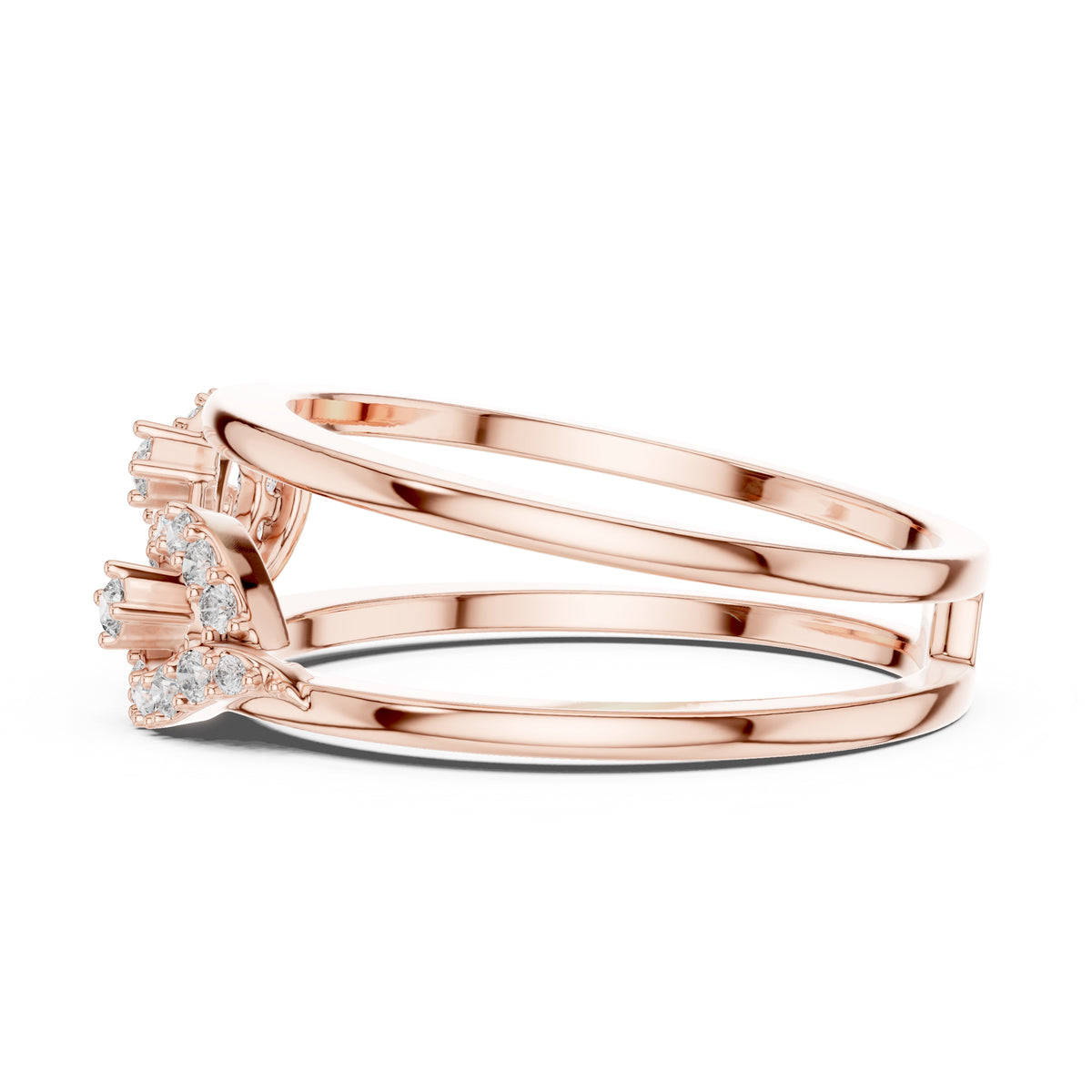 Double-Rail Infinity Statement Ring Rose Gold