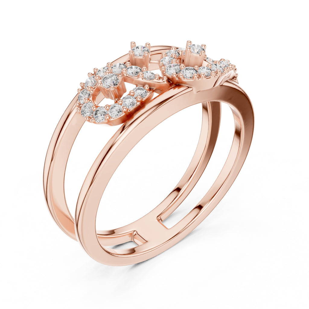 Double-Rail Infinity Statement Ring Rose Gold