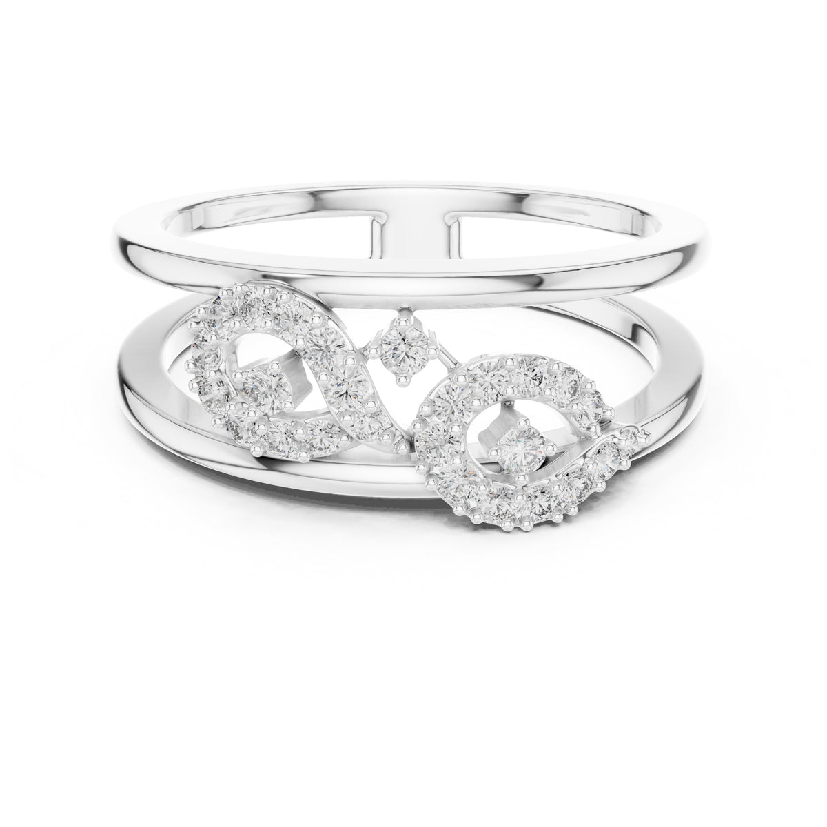 Double-Rail Infinity Statement Ring White Gold