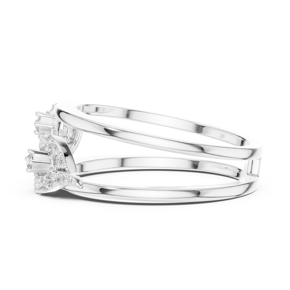 Double-Rail Infinity Statement Ring White Gold