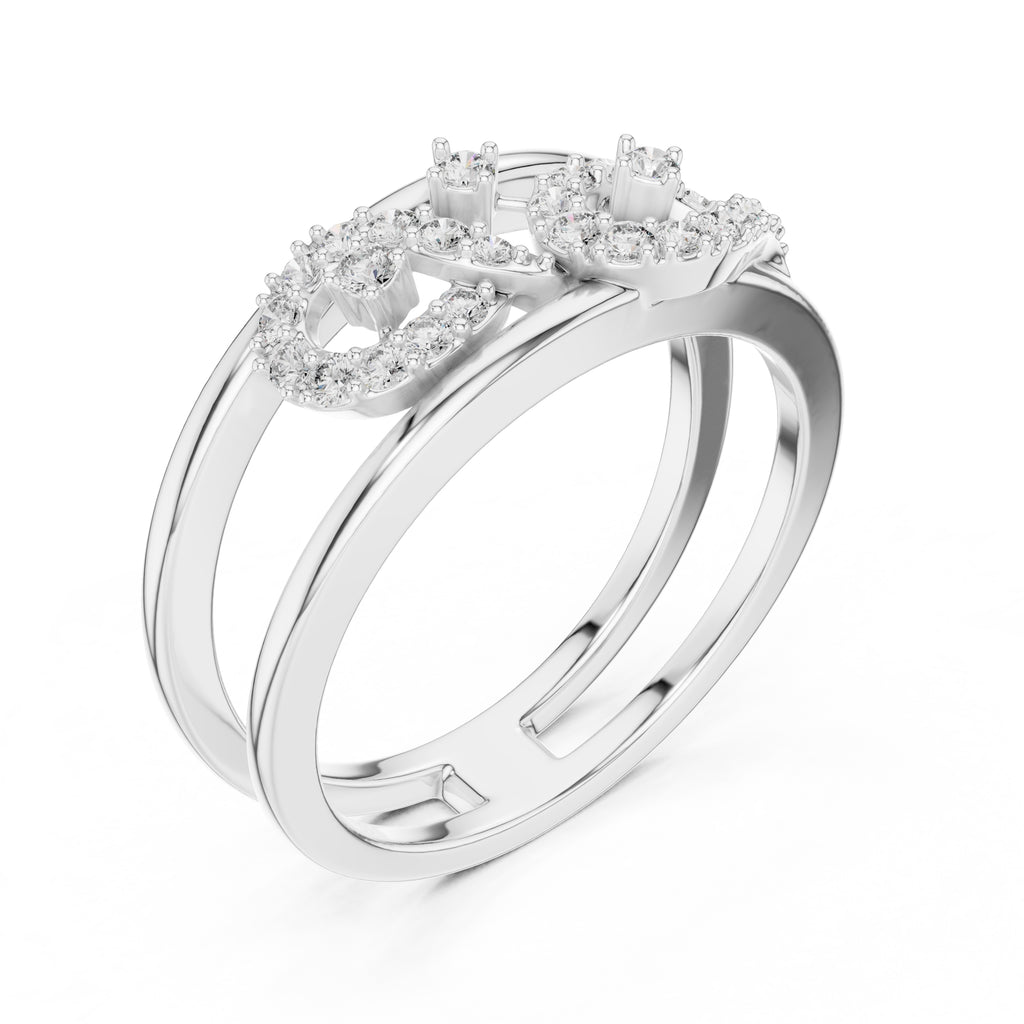 Double-Rail Infinity Statement Ring White Gold