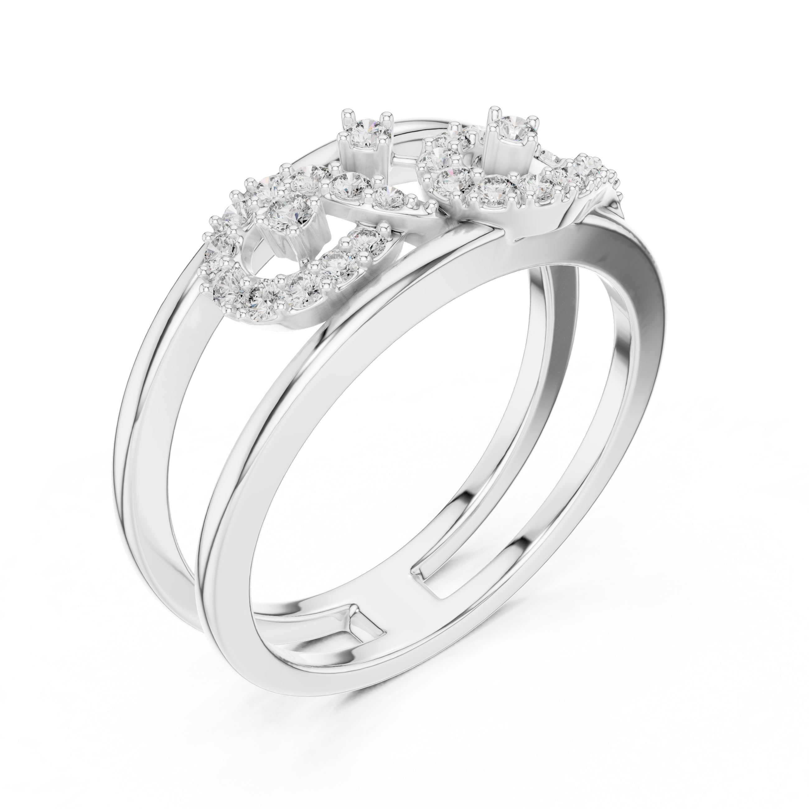 Double-Rail Infinity Statement Ring White Gold