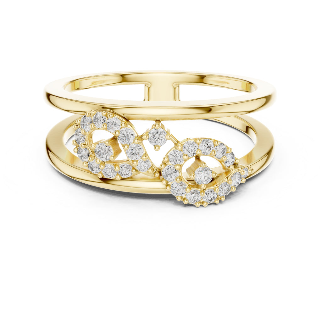 Double-Rail Infinity Statement Ring Yellow Gold