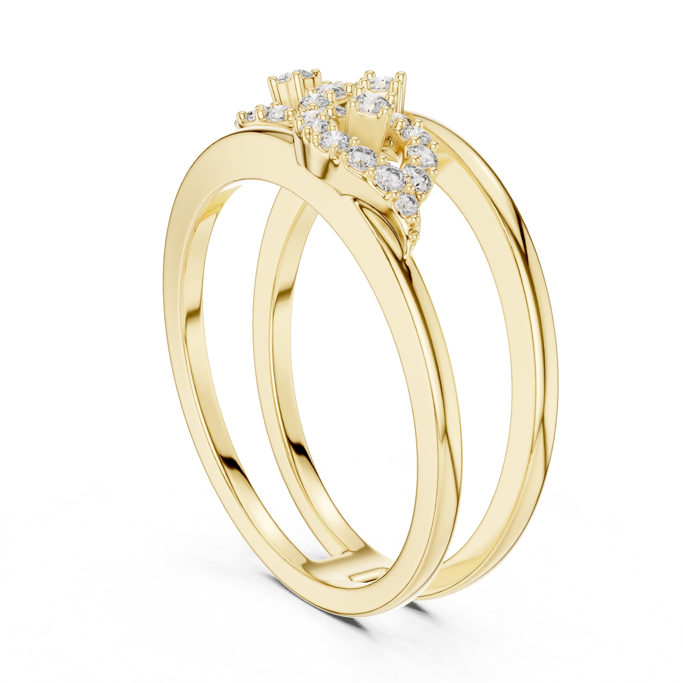 Double-Rail Infinity Statement Ring Yellow Gold