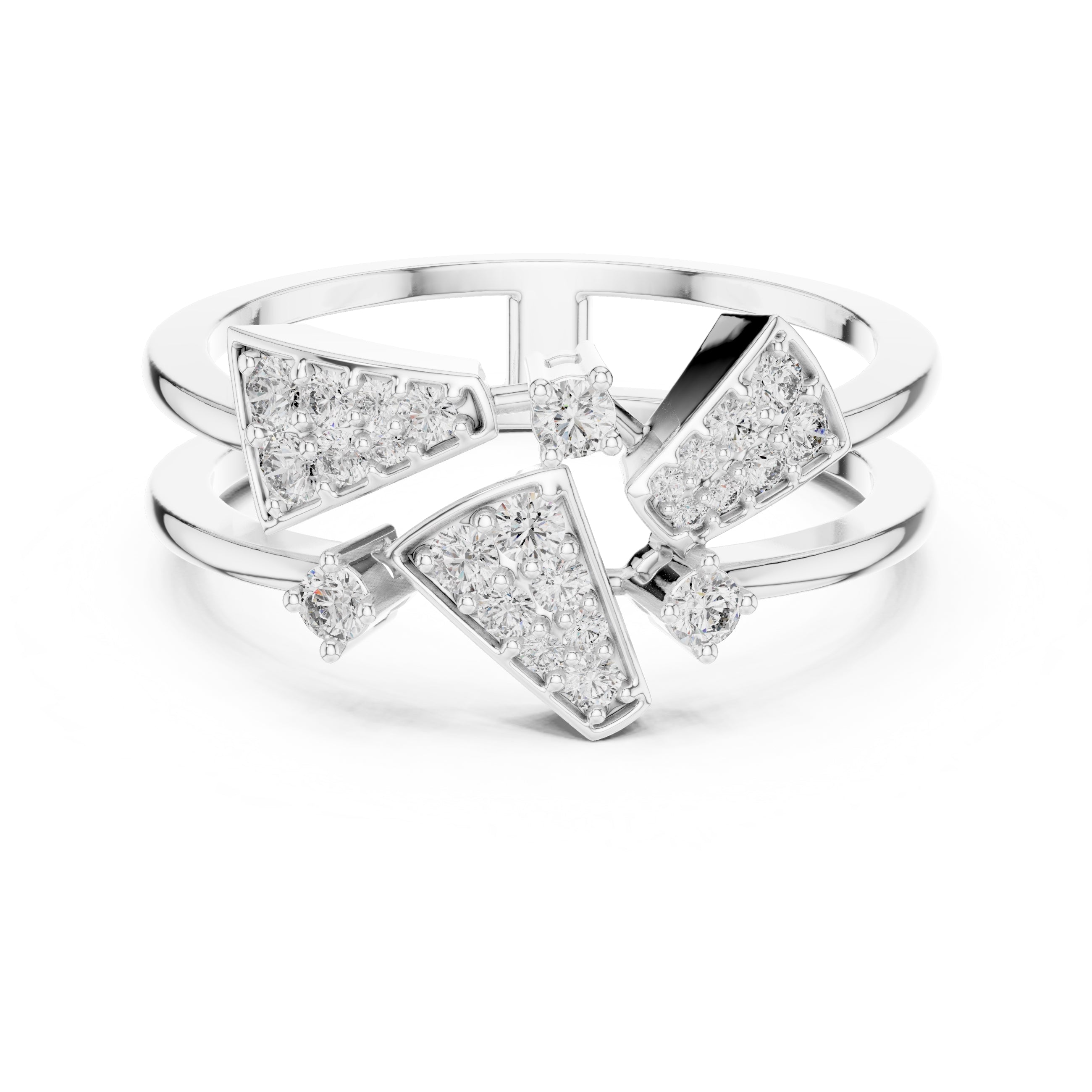 Geometric Mosaic Statement Ring White Gold
