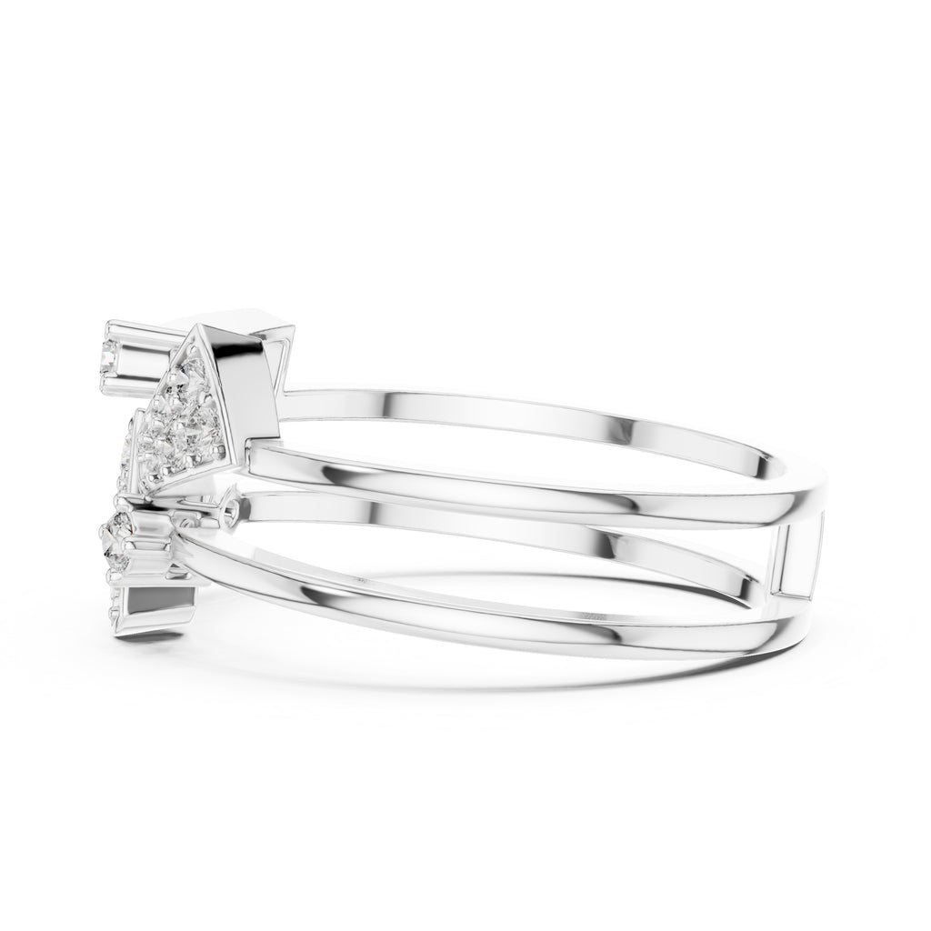 Geometric Mosaic Statement Ring White Gold