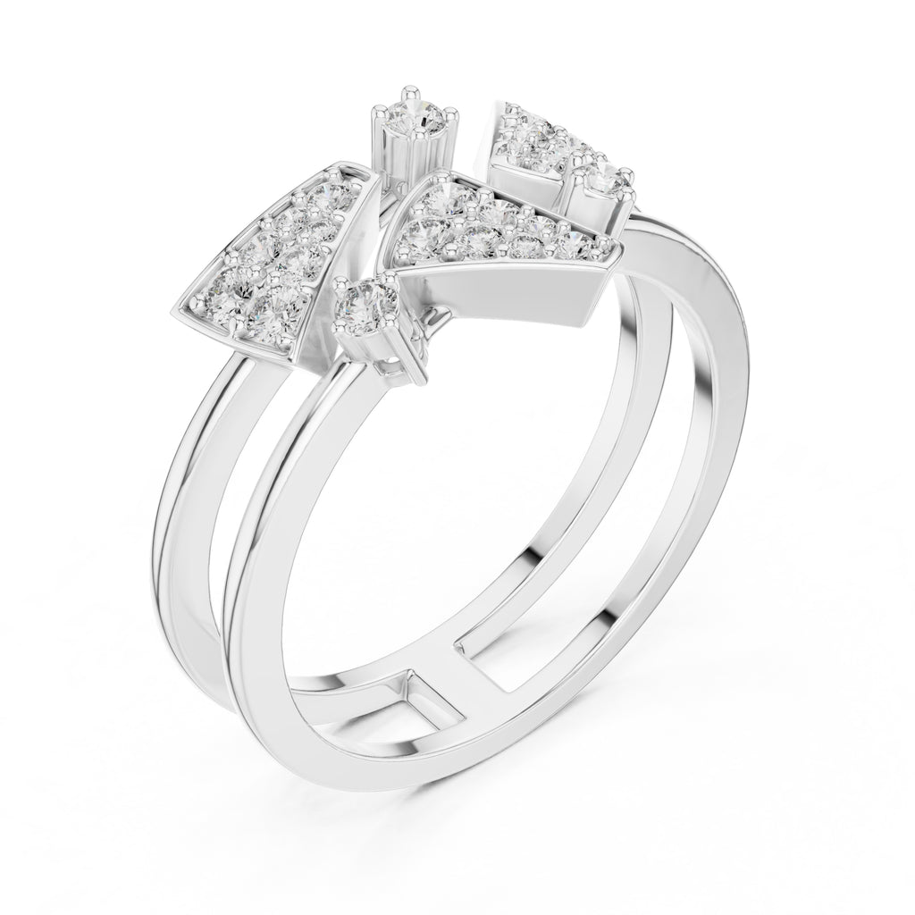 Geometric Mosaic Statement Ring White Gold