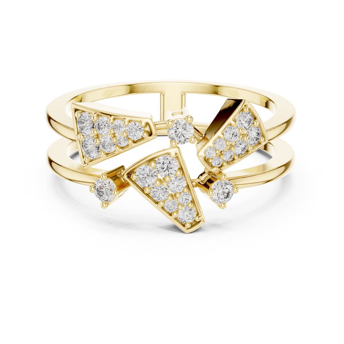 Geometric Mosaic Statement Ring Yellow Gold
