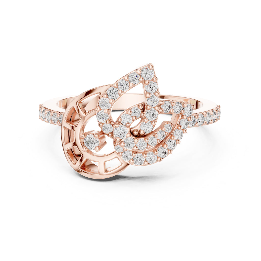Lumina Leaf Statement Ring Rose Gold